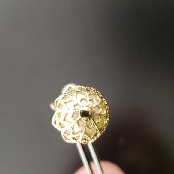 Faux Pearl and Gold Filigree Earrings Hook Beautiful and Delicate - Picture 3 of 6